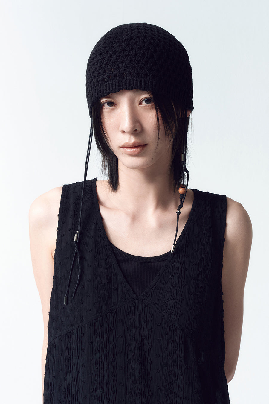Insilence - Crochet Knit Beanie (Black) product image 5 | TRAB K-Fashion Australia