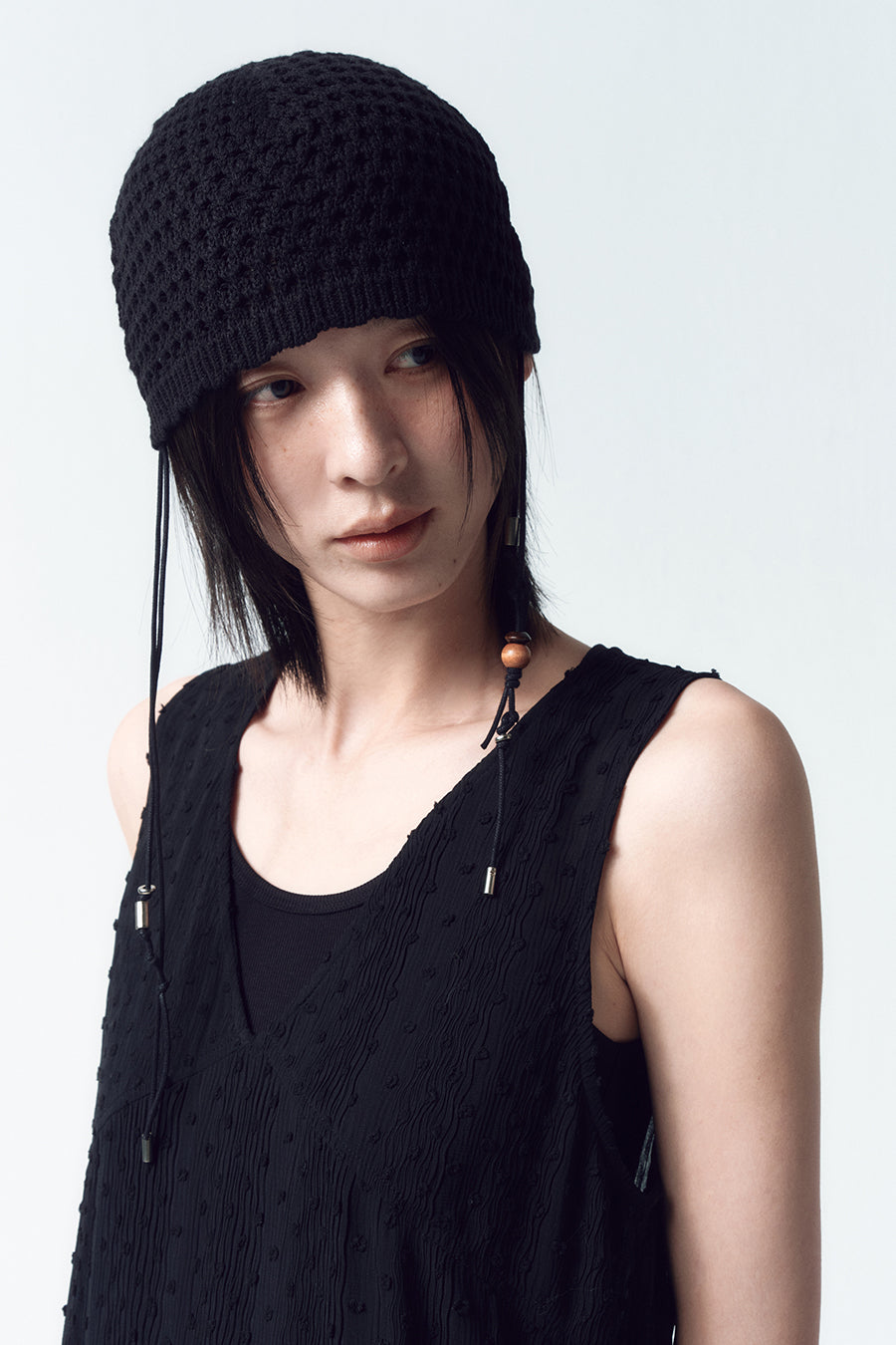 Insilence - Crochet Knit Beanie (Black) product image 6 | TRAB K-Fashion Australia