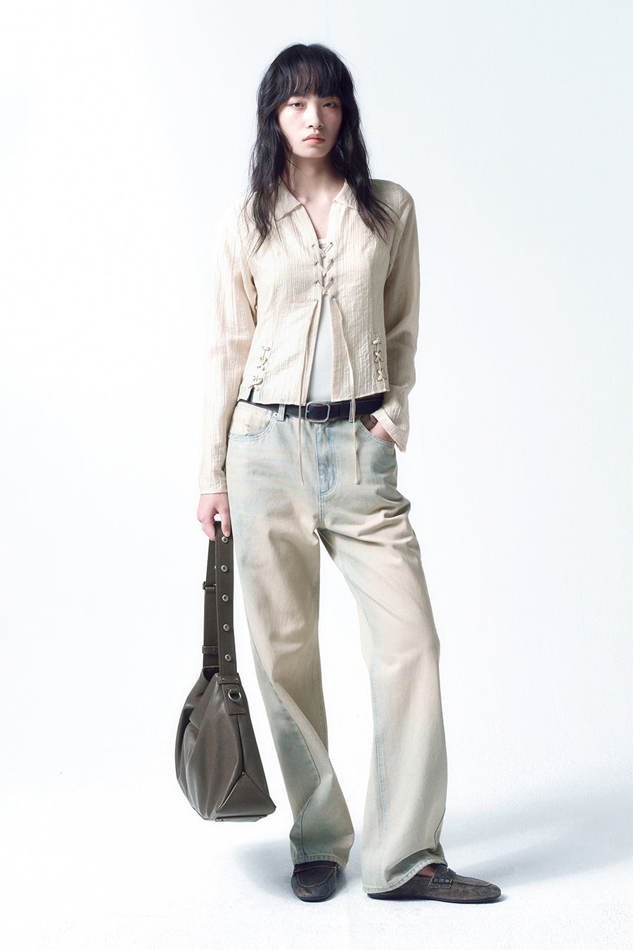 Insilence - Stud Strap Bag (Grey Brown) product image 3 | TRAB K-Fashion Australia