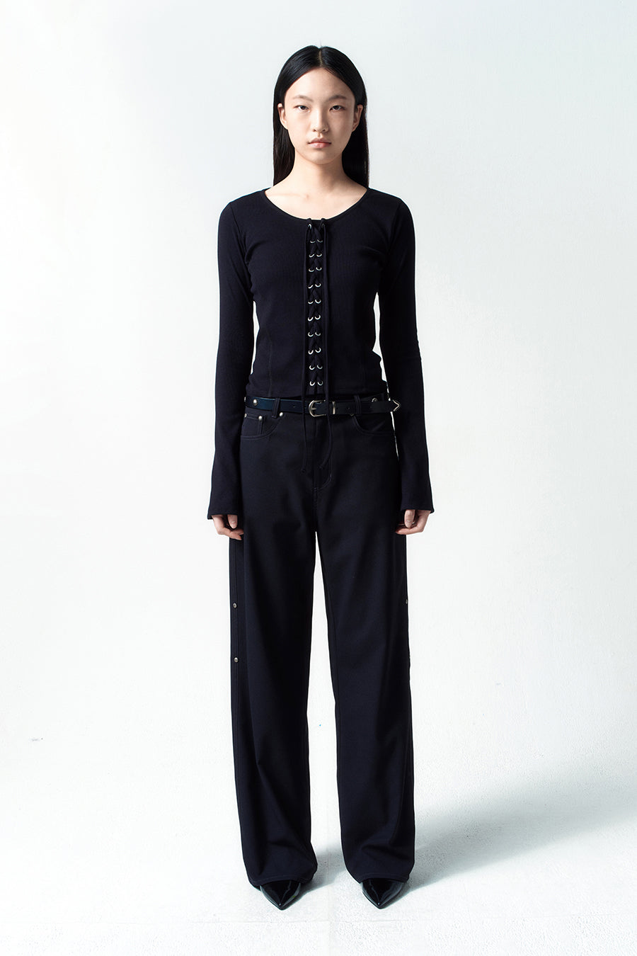 Insilence - Signature Studded Leather Belt (Black) product image 1 | TRAB K-Fashion Australia