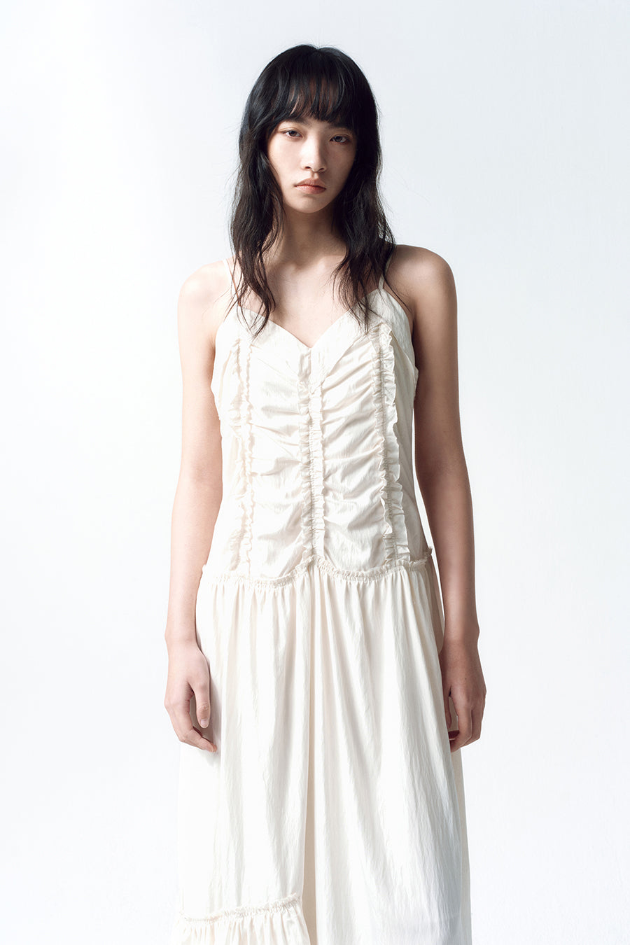 Insilence - Vintage Frill Maxi Dress (Cream) product image 1 | TRAB K-Fashion Australia