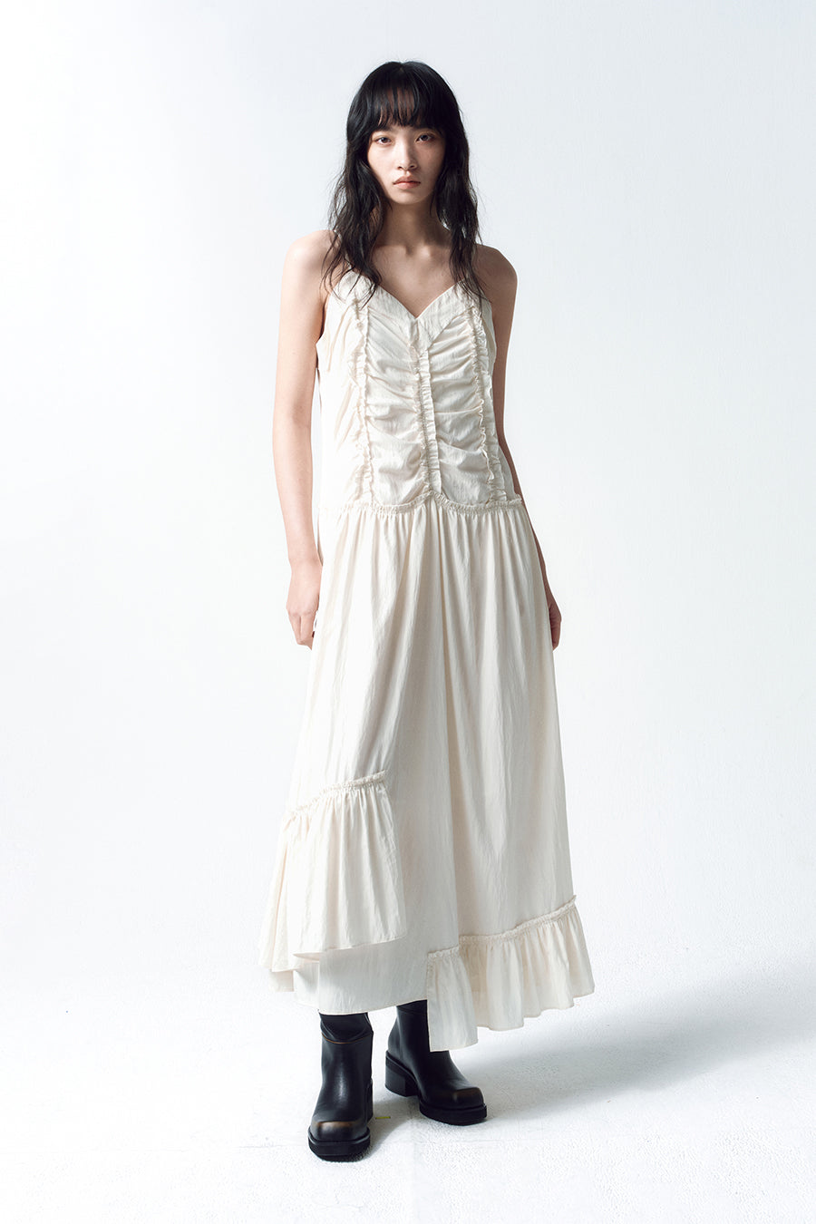Insilence - Vintage Frill Maxi Dress (Cream) product image 2 | TRAB K-Fashion Australia