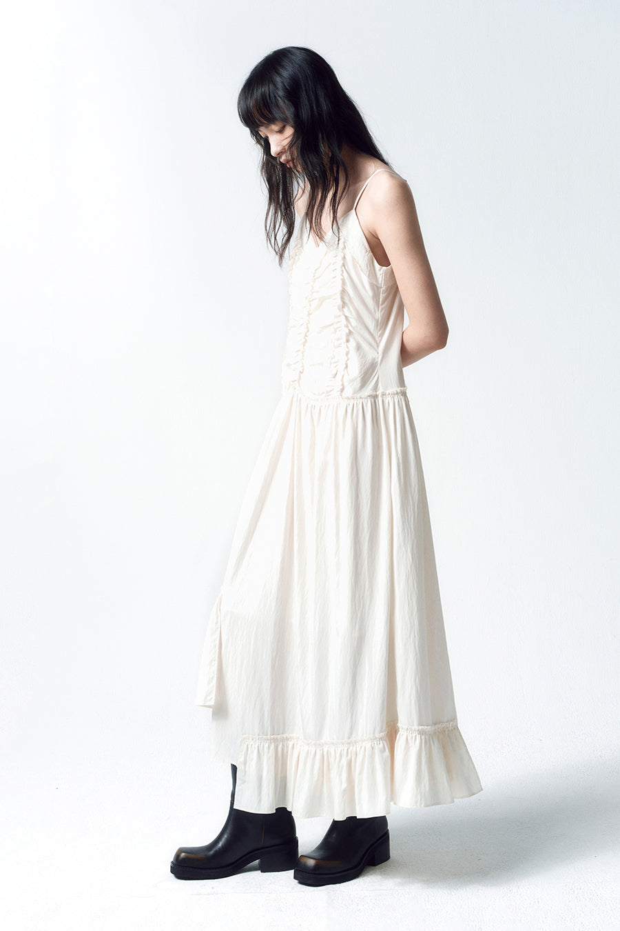 Insilence - Vintage Frill Maxi Dress (Cream) product image 5 | TRAB K-Fashion Australia