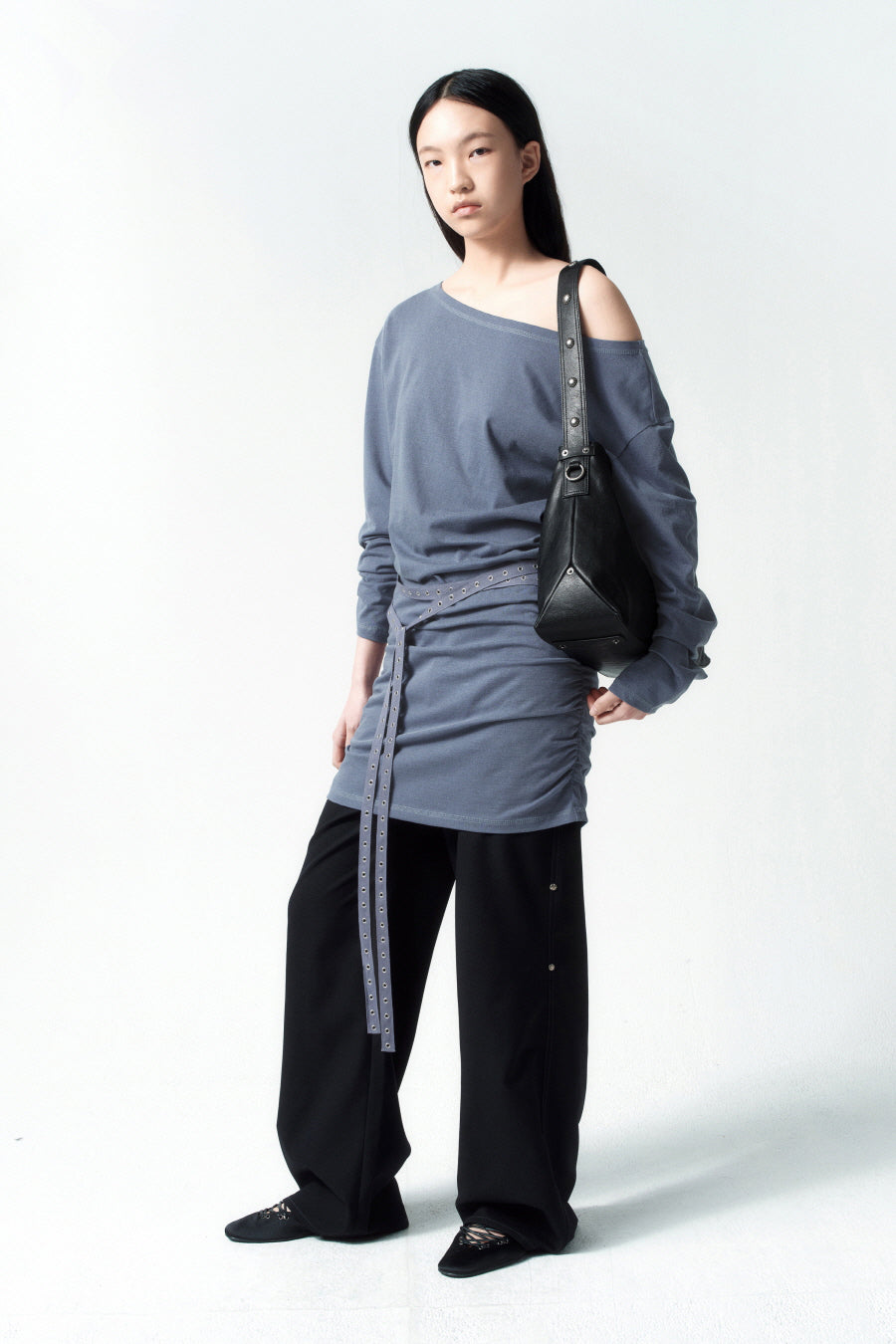 Insilence - Belted Jersey One-Piece (Blue) product image 3 | TRAB K-Fashion Australia