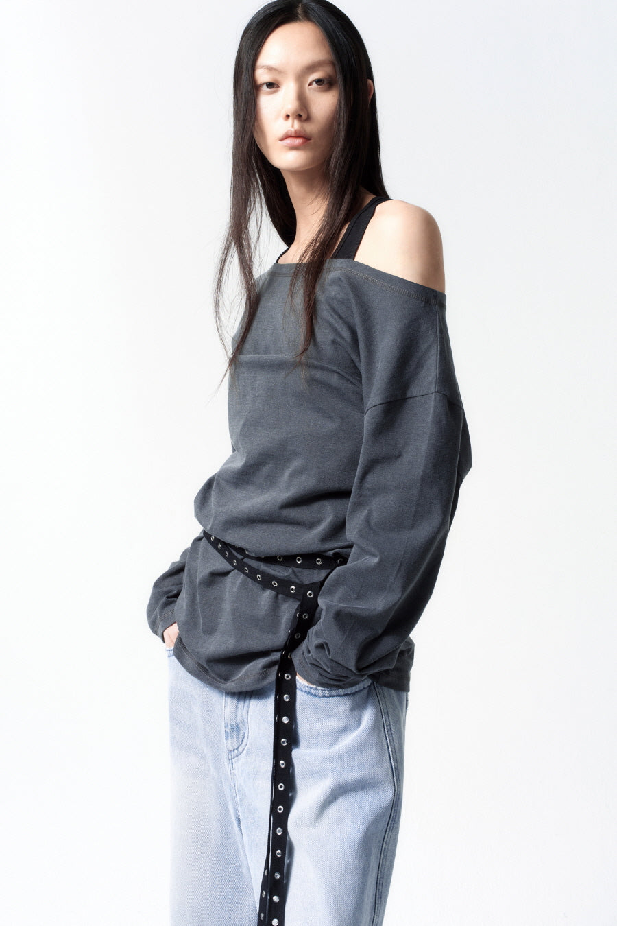 Insilence - Belted Jersey One-Piece (Charcoal) product image 7 | TRAB K-Fashion Australia