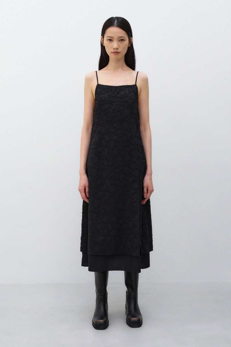 Insilence - Textured Jacquard Dress (Black) product image 1 | TRAB K-Fashion Australia