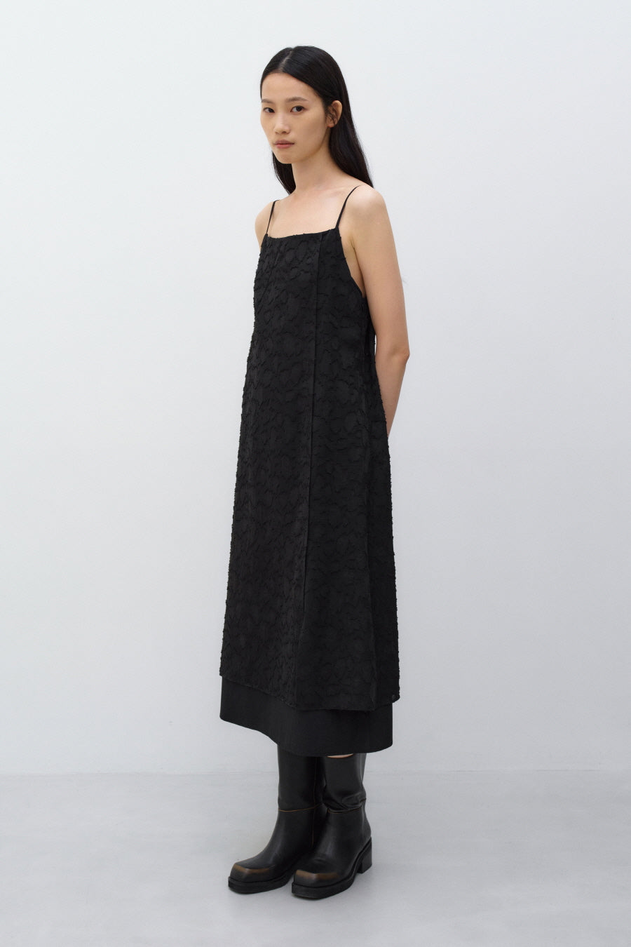 Insilence - Textured Jacquard Dress (Black) product image 3 | TRAB K-Fashion Australia