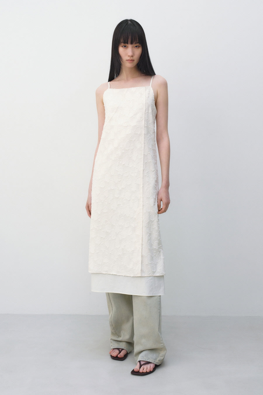 Insilence - Textured Jacquard Dress (Ivory) product image 1 | TRAB K-Fashion Australia