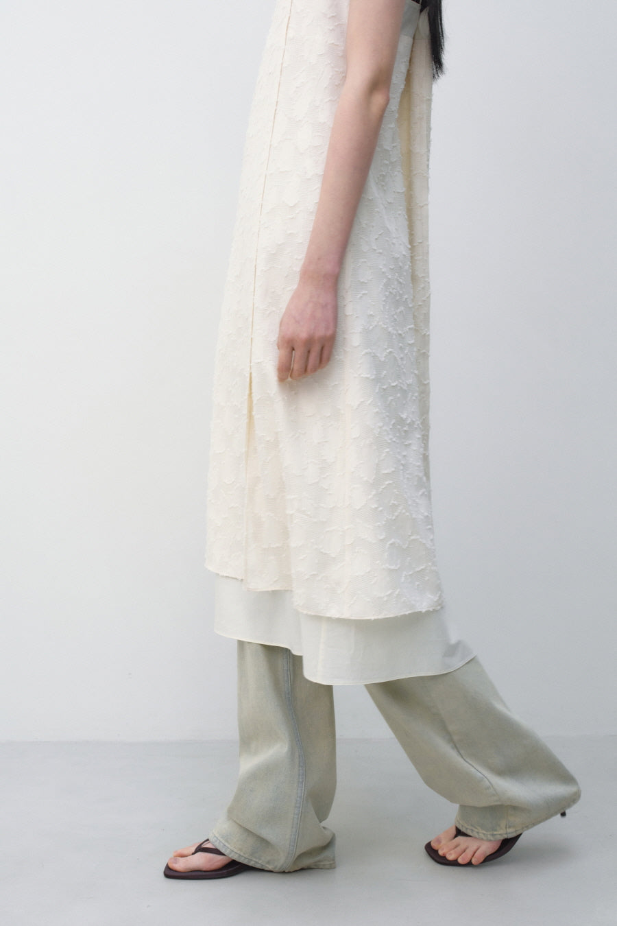 Insilence - Textured Jacquard Dress (Ivory) product image 3 | TRAB K-Fashion Australia