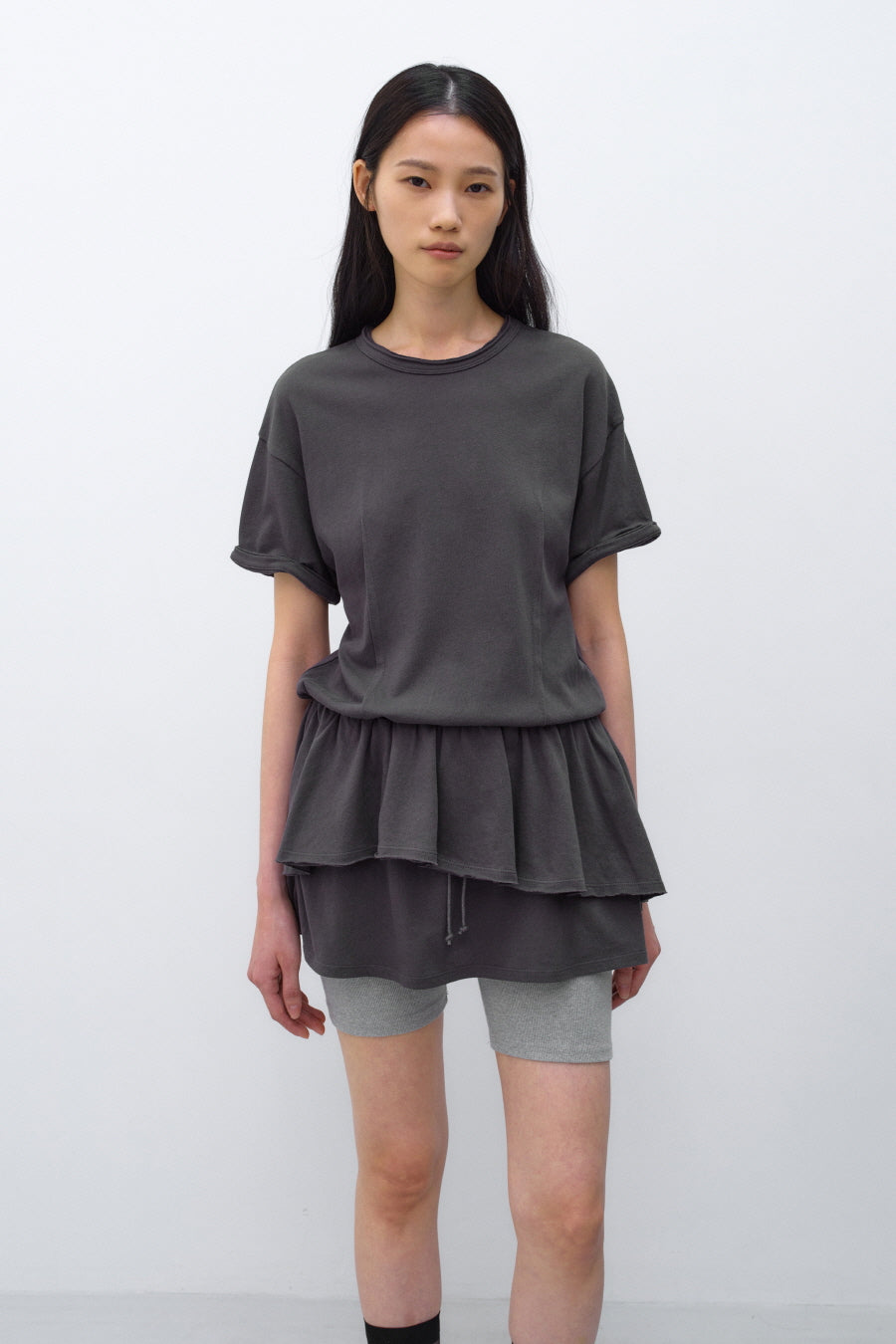Insilence - Linen Cotton Layered Dress (Charcoal) product image 3 | TRAB K-Fashion Australia