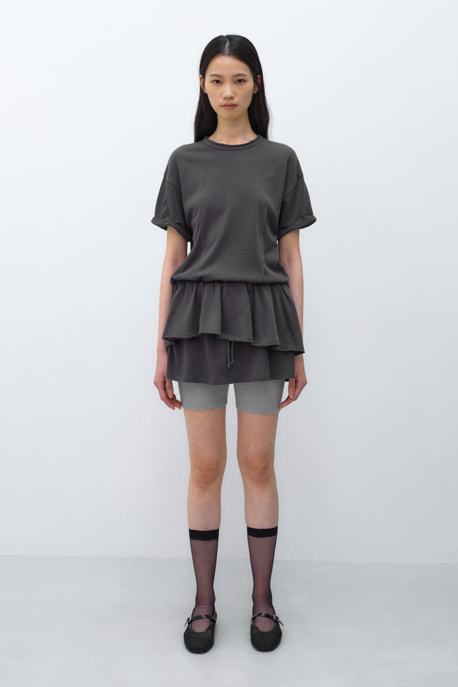 Insilence - Linen Cotton Layered Dress (Charcoal) product image 6 | TRAB K-Fashion Australia