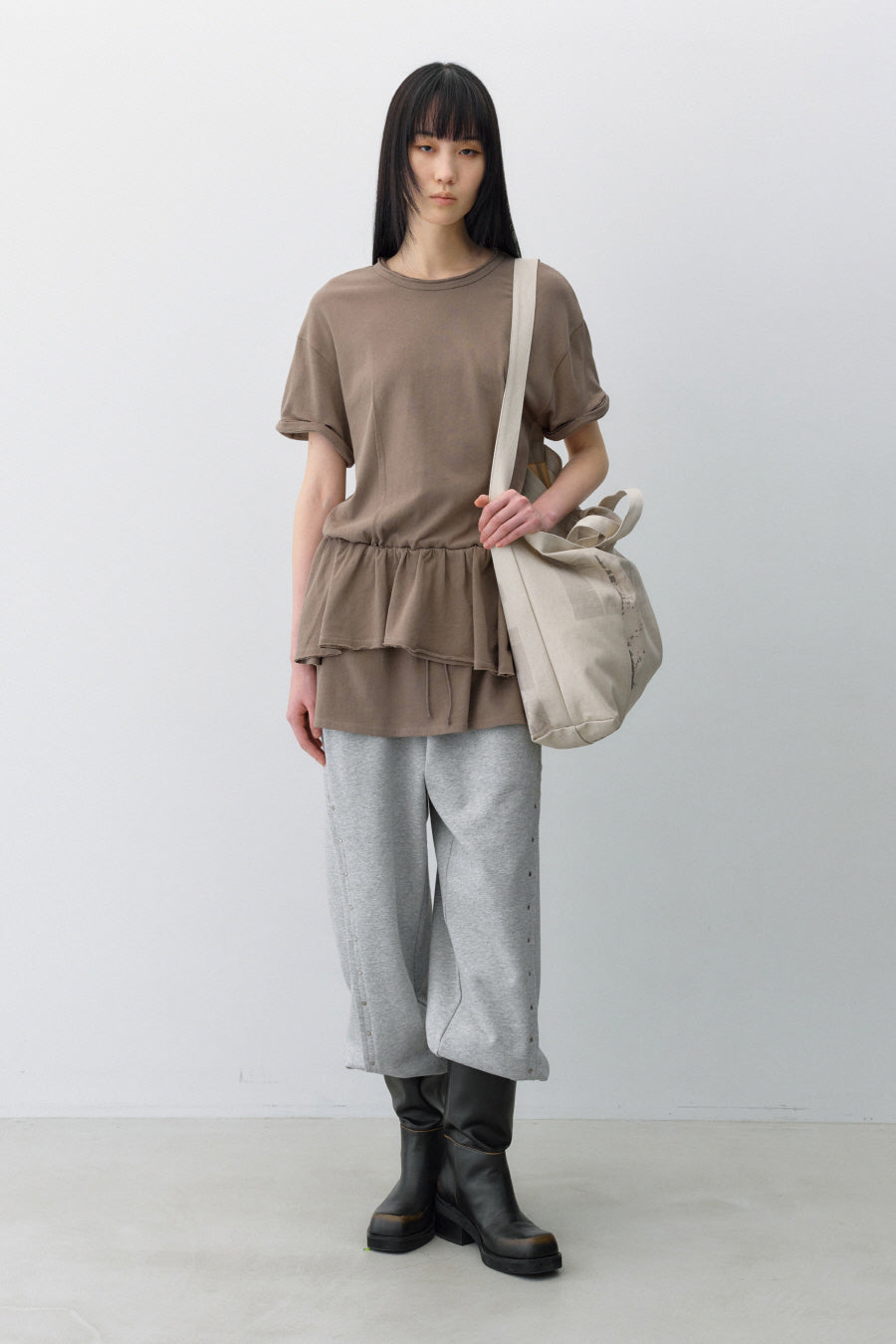 Insilence - Linen Cotton Layered Dress (Khaki Brown) product image 1 | TRAB K-Fashion Australia