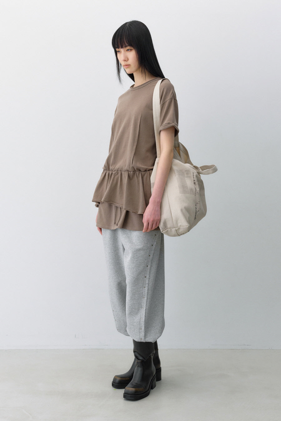 Insilence - Linen Cotton Layered Dress (Khaki Brown) product image 2 | TRAB K-Fashion Australia