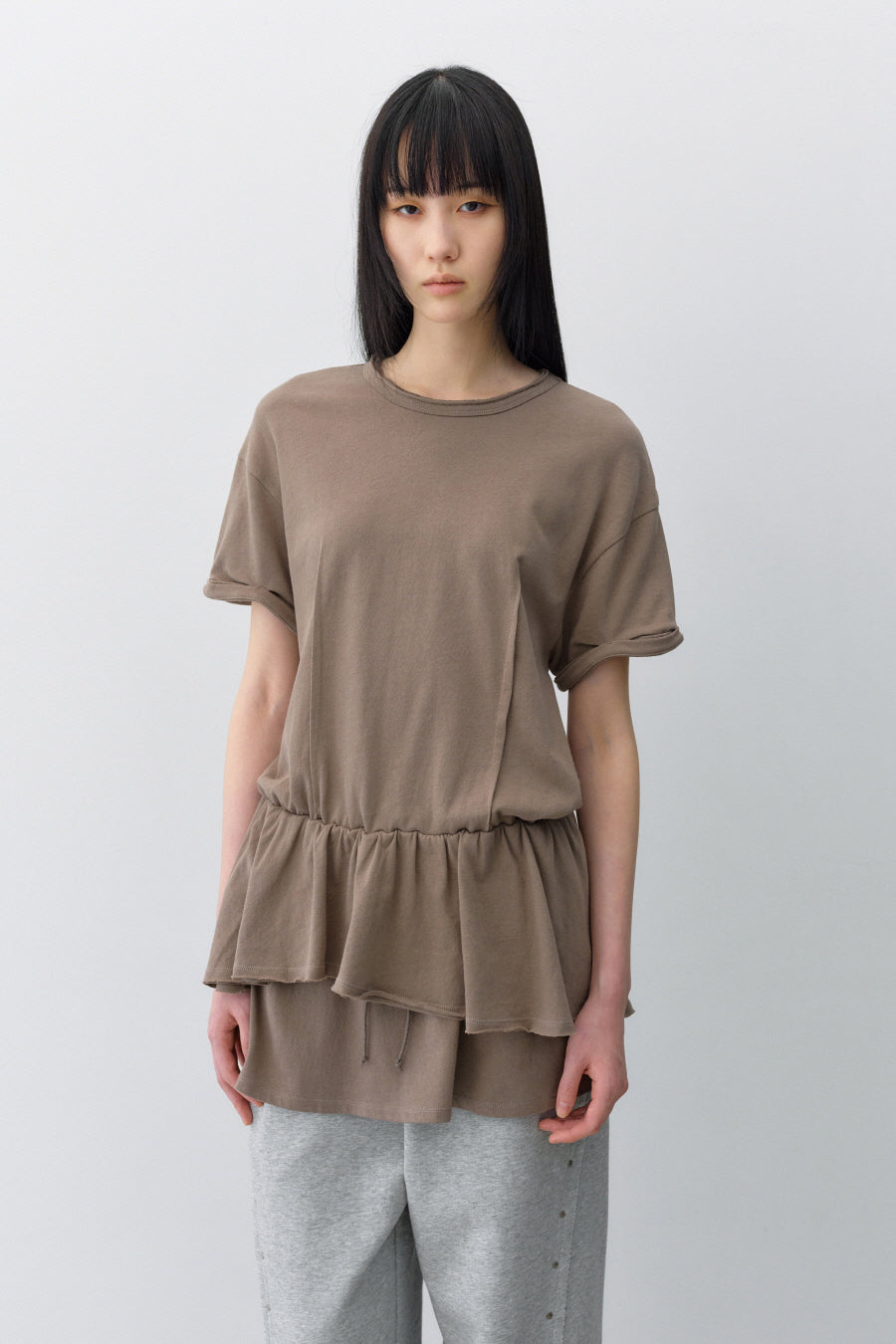 Insilence - Linen Cotton Layered Dress (Khaki Brown) product image 3 | TRAB K-Fashion Australia