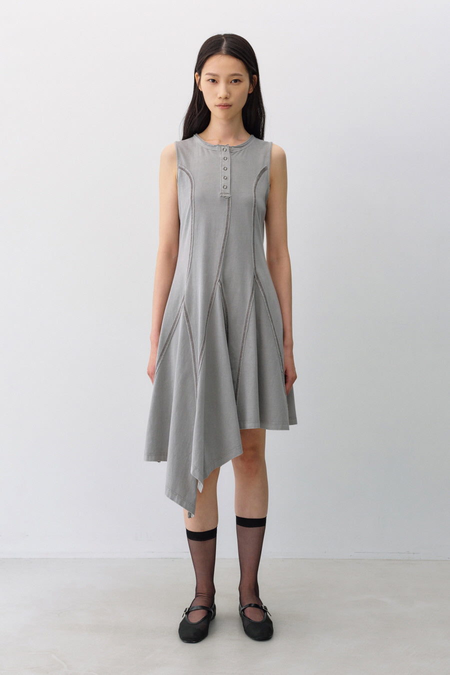 Insilence - Cotton Dyed Henley Neck Dress (Washed Beige) product image 1 | TRAB K-Fashion Australia