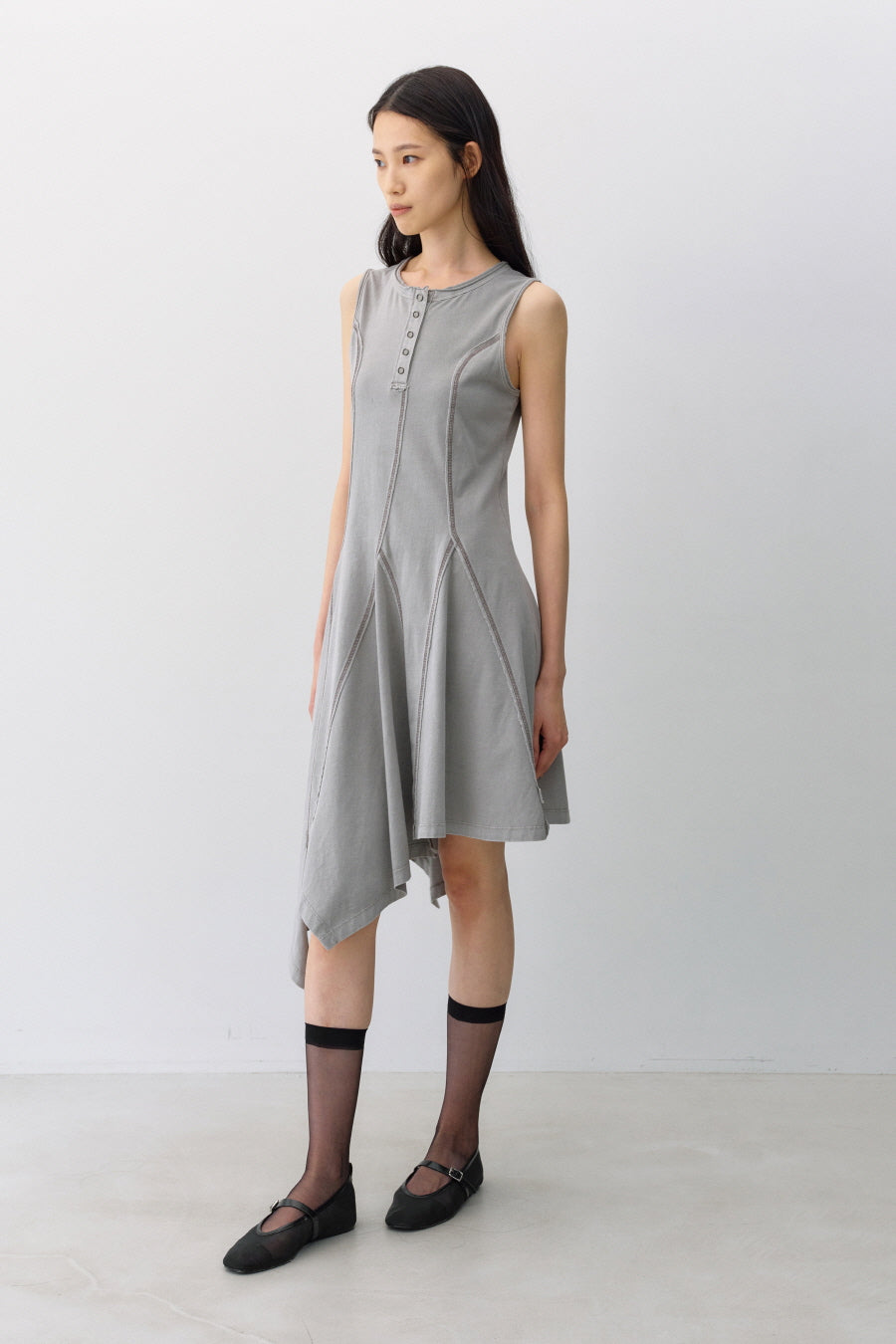 Insilence - Cotton Dyed Henley Neck Dress (Washed Beige) product image 2 | TRAB K-Fashion Australia