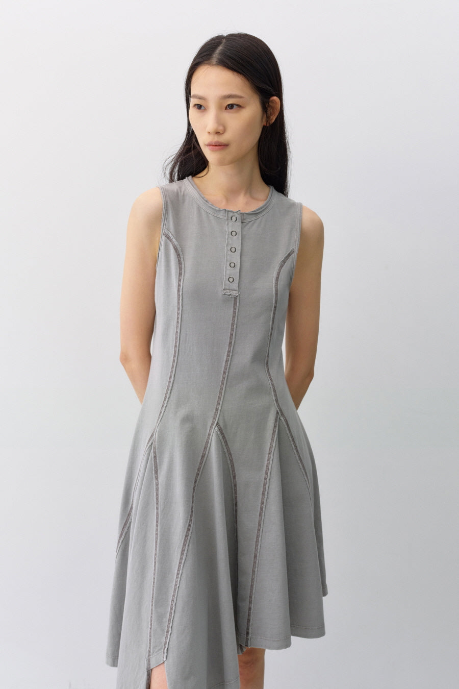 Insilence - Cotton Dyed Henley Neck Dress (Washed Beige) product image 3 | TRAB K-Fashion Australia