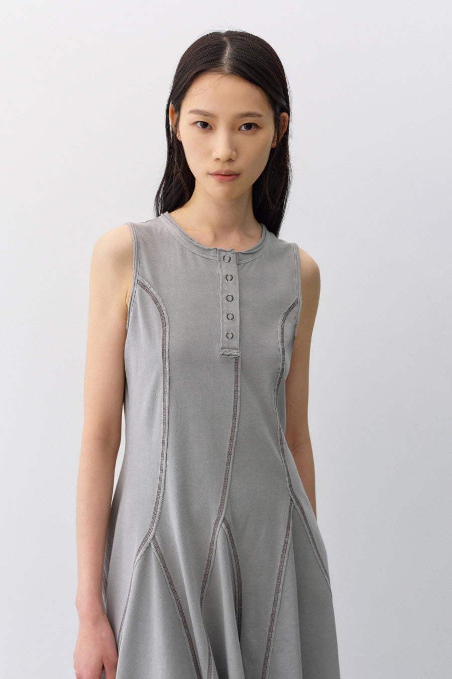 Insilence - Cotton Dyed Henley Neck Dress (Washed Beige) product image 5 | TRAB K-Fashion Australia