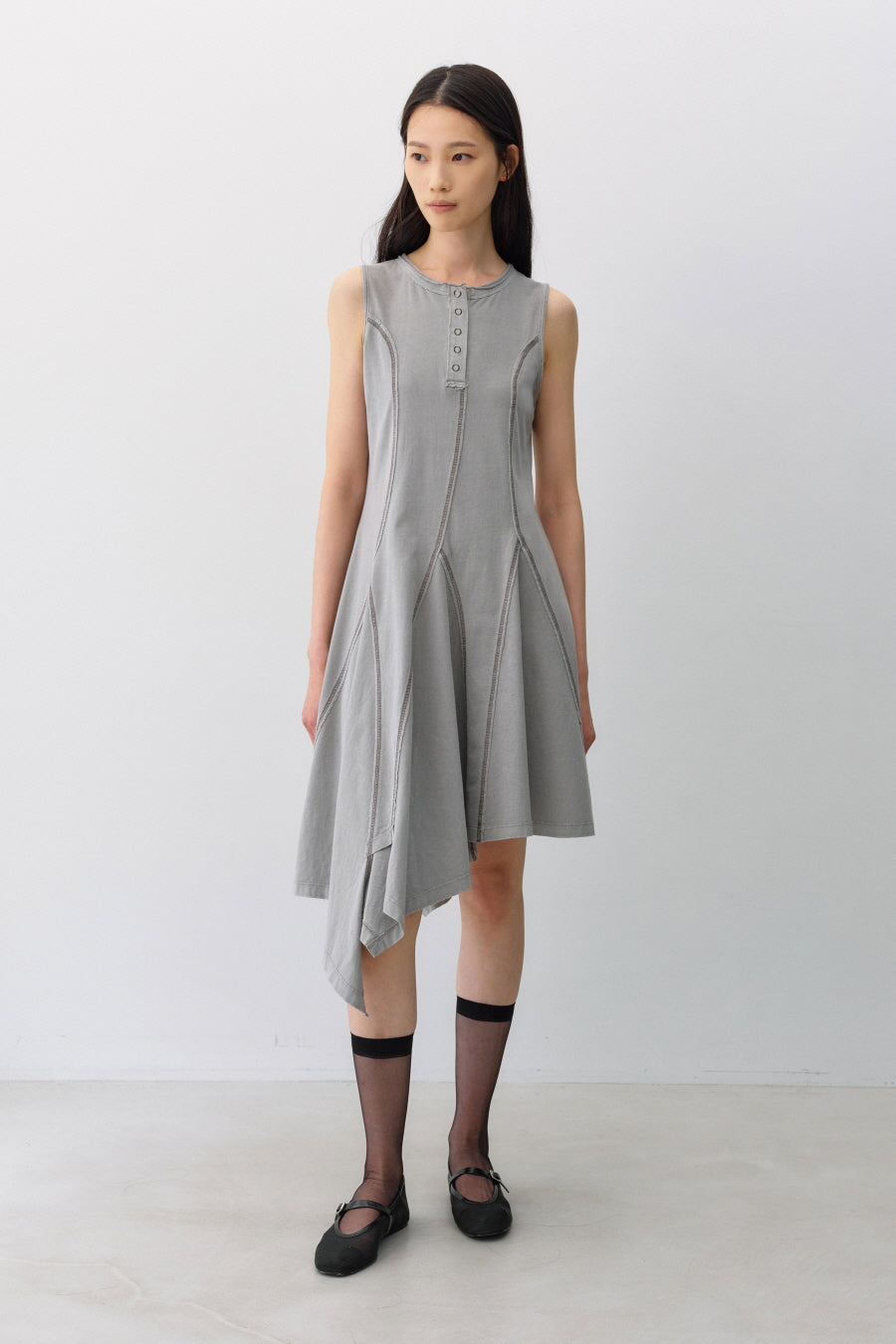 Insilence - Cotton Dyed Henley Neck Dress (Washed Beige) product image 8 | TRAB K-Fashion Australia
