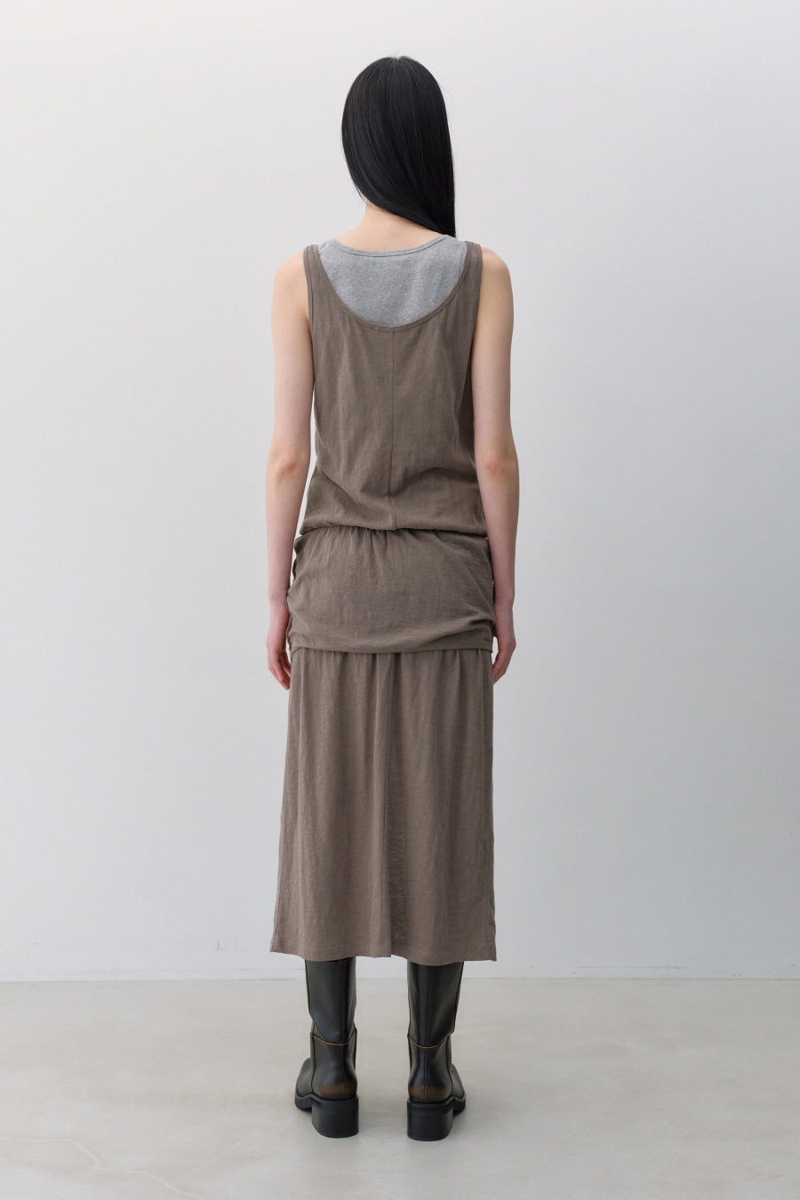 Insilence - Knit-like Layered Dress (Brown) product image 4 | TRAB K-Fashion Australia