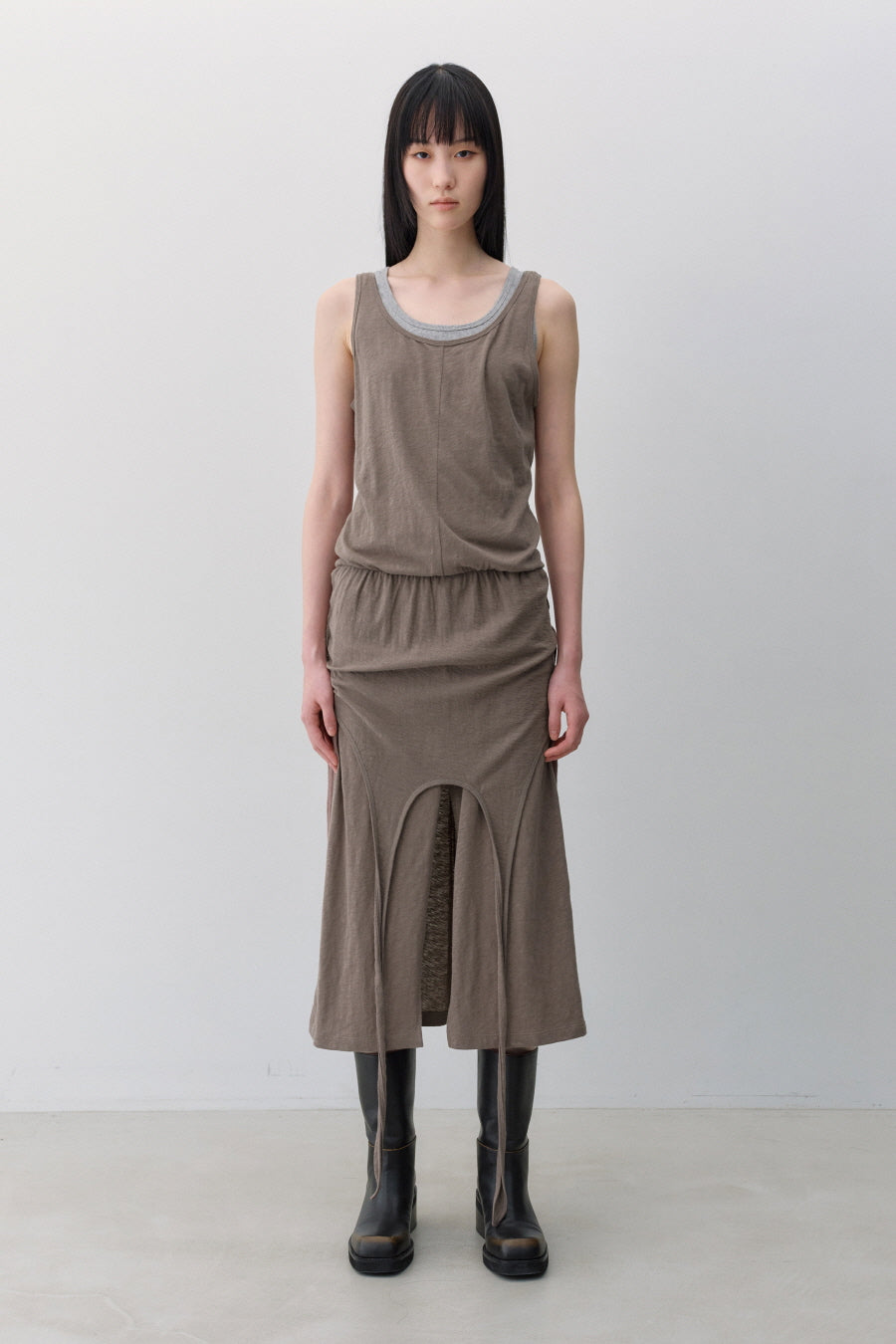 Insilence - Knit-like Layered Dress (Brown) product image 5 | TRAB K-Fashion Australia