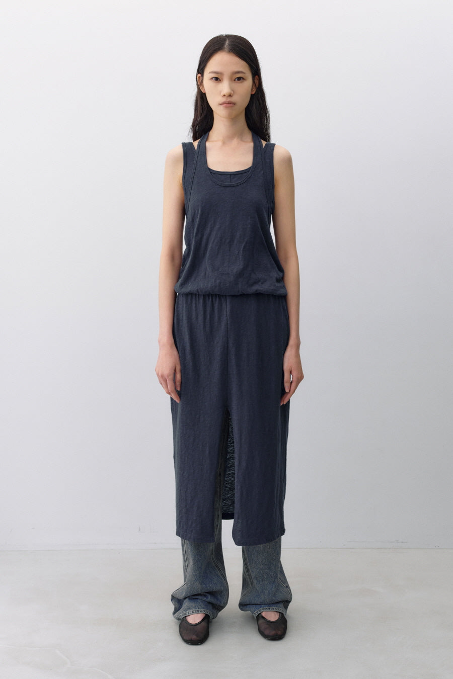 Insilence - Knit-like Layered Dress (Dark Blue) product image 1 | TRAB K-Fashion Australia
