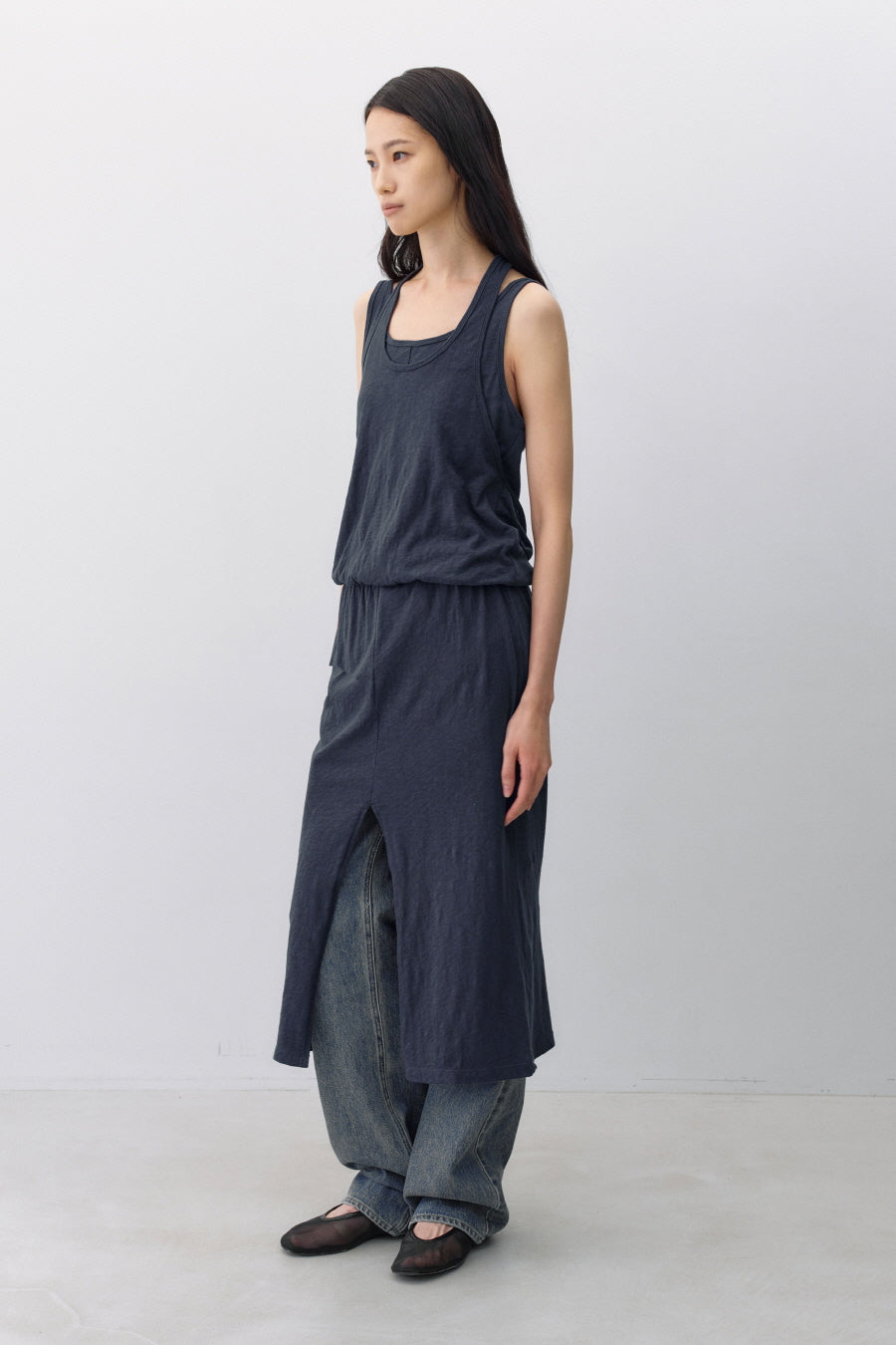 Insilence - Knit-like Layered Dress (Dark Blue) product image 2 | TRAB K-Fashion Australia