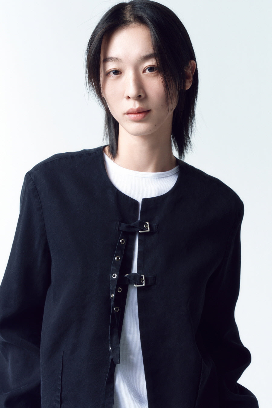 Insilence - Washed Strap Jacket (Washed Black) product image 1 | TRAB K-Fashion Australia