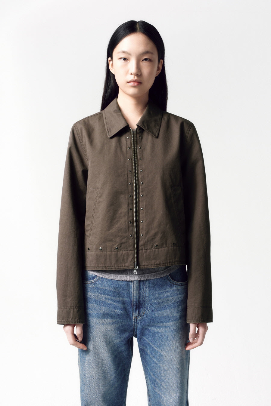 Insilence - Cotton Studded Jacket (Brown) product image 1 | TRAB K-Fashion Australia