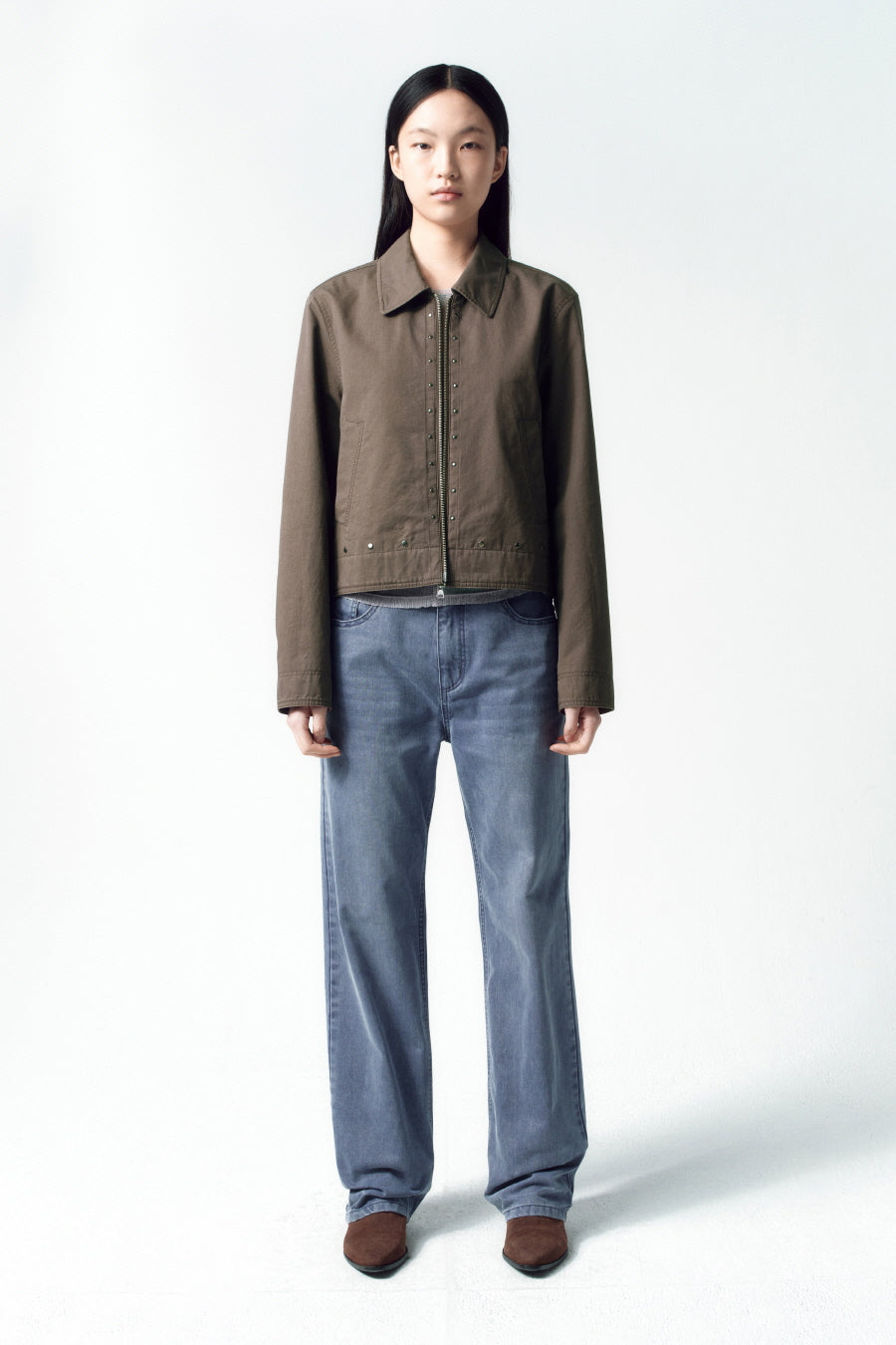 Insilence - Cotton Studded Jacket (Brown) product image 2 | TRAB K-Fashion Australia