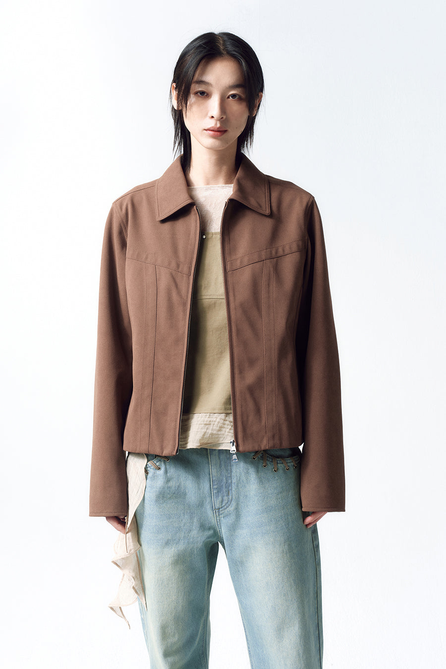 Insilence - Vintage Faux Suede Jacket (Brown) product image 3 | TRAB K-Fashion Australia