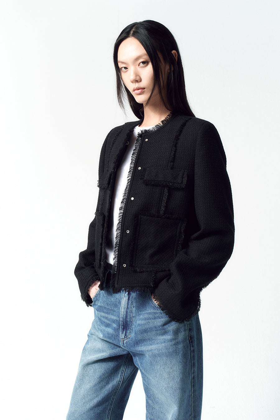Insilence - Studded tweed jacket (Black) product image 1 | TRAB K-Fashion Australia