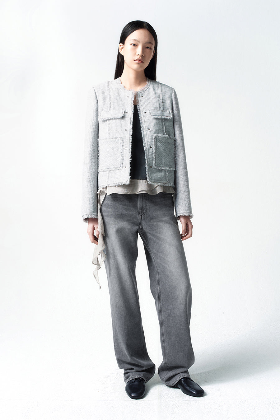 Insilence - Stud Tweed Jacket (Pale Blue) product image 1 | TRAB K-Fashion Australia