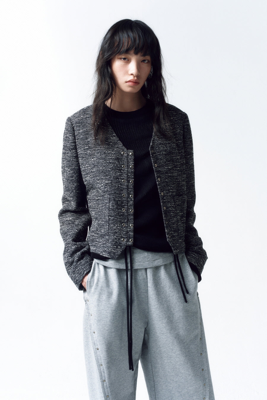 Insilence - Snap Detail Tweed Jacket (Multi) product image 1 | TRAB K-Fashion Australia