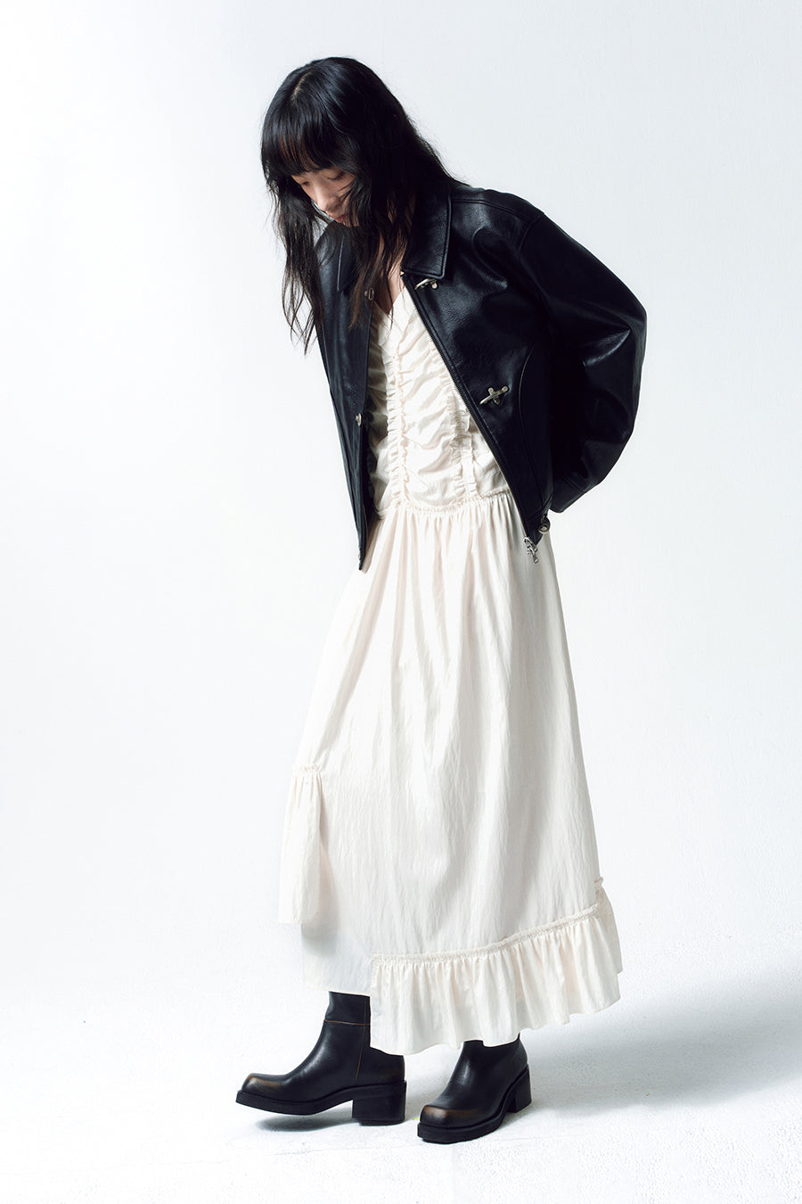 Insilence - Vintage Buckle Faux Leather Jacket (Black) product image 3 | TRAB K-Fashion Australia