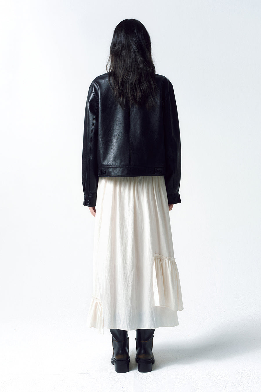 Insilence - Vintage Buckle Faux Leather Jacket (Black) product image 4 | TRAB K-Fashion Australia