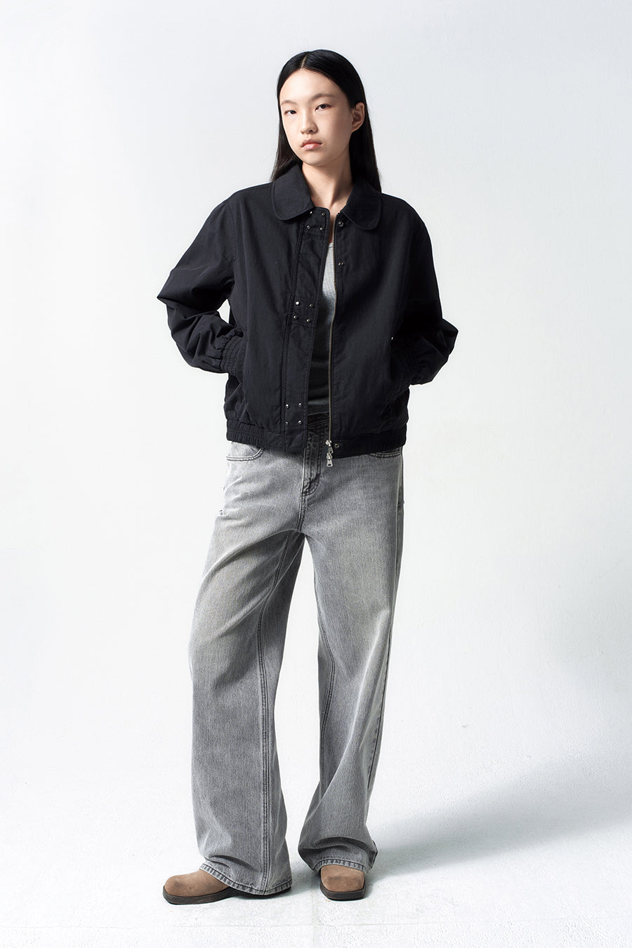 Insilence - Washed Cotton Stud Jumper (Black) product image 2 | TRAB K-Fashion Australia