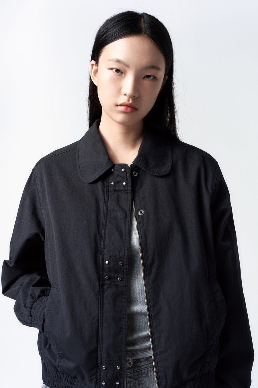 Insilence - Washed Cotton Stud Jumper (Black) product image 3 | TRAB K-Fashion Australia