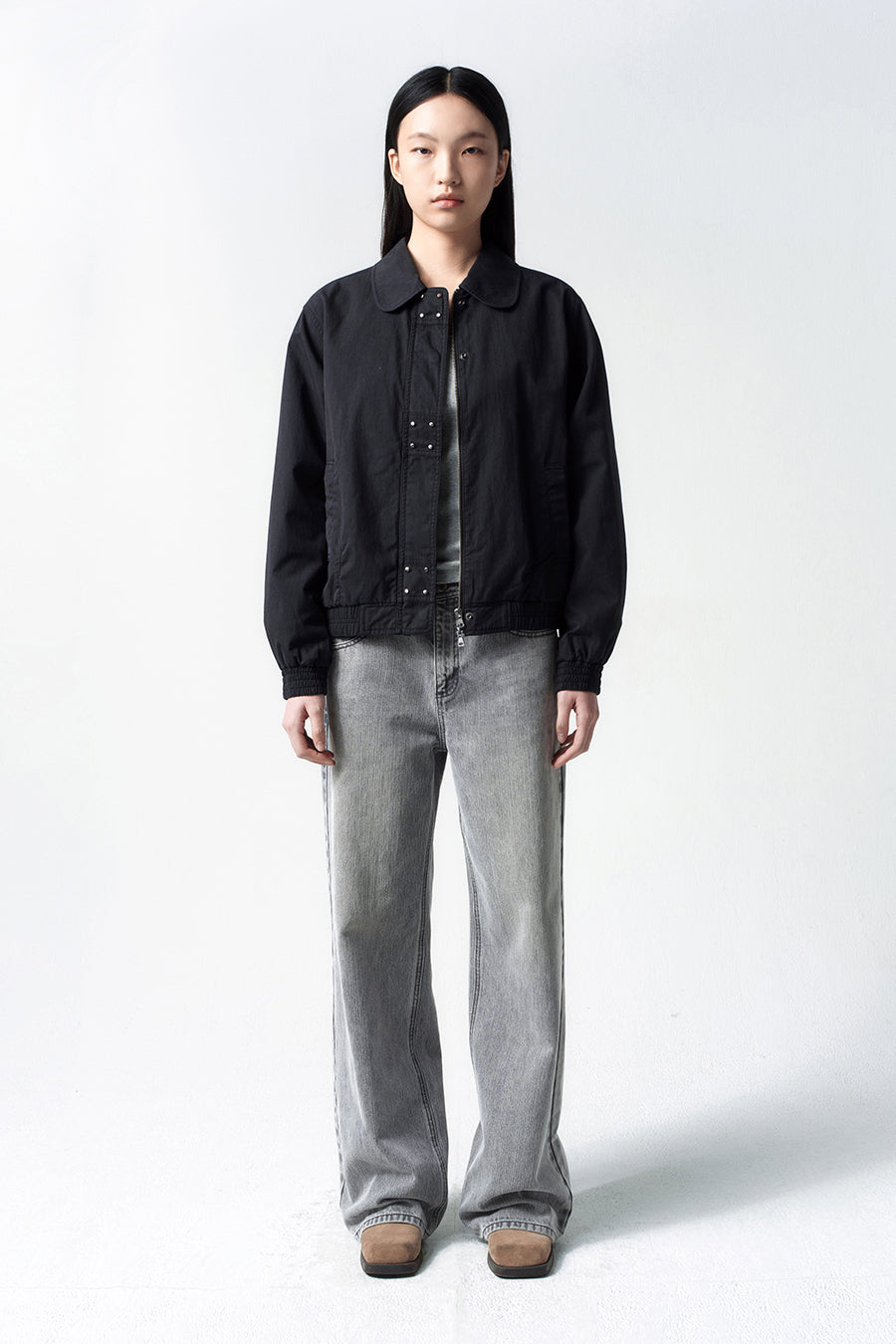 Insilence - Washed Cotton Stud Jumper (Black) product image 5 | TRAB K-Fashion Australia