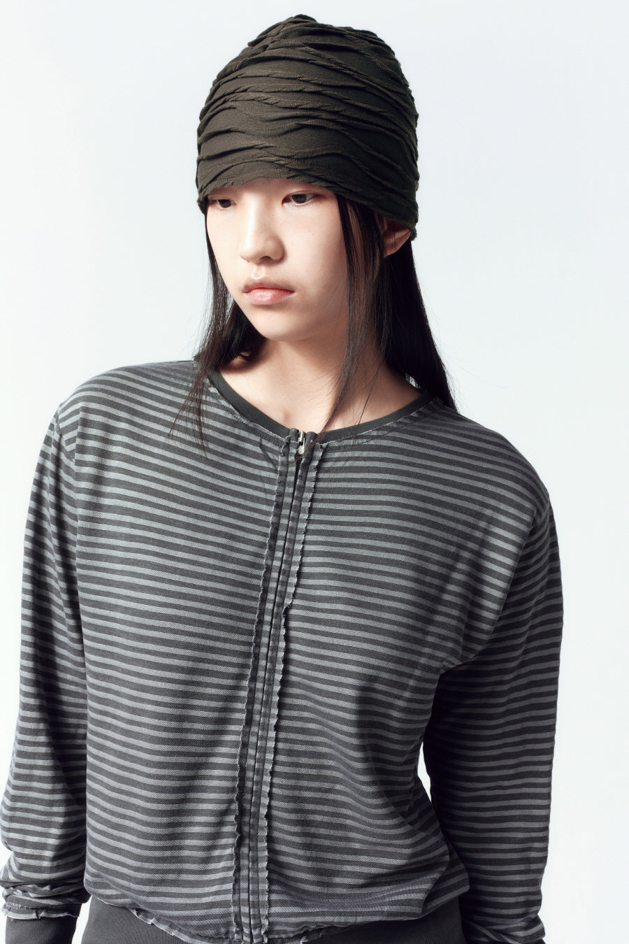 Insilence - Grunge Dyed Stripe Zip-up (Charcoal) product image 5 | TRAB K-Fashion Australia