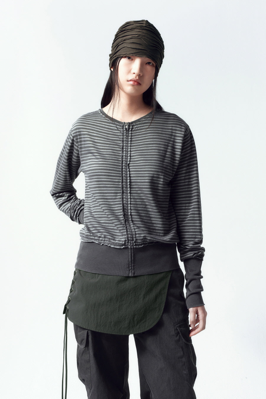 Insilence - Grunge Dyed Stripe Zip-up (Charcoal) product image 6 | TRAB K-Fashion Australia