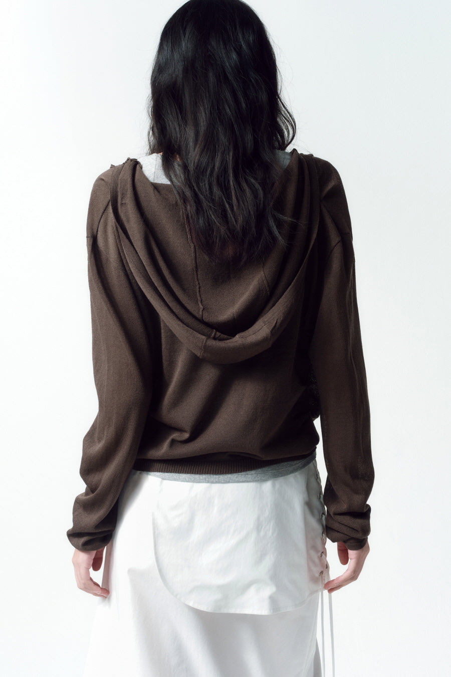 Insilence - Cowl Neck Hooded Knit (Brown) product image 4 | TRAB K-Fashion Australia