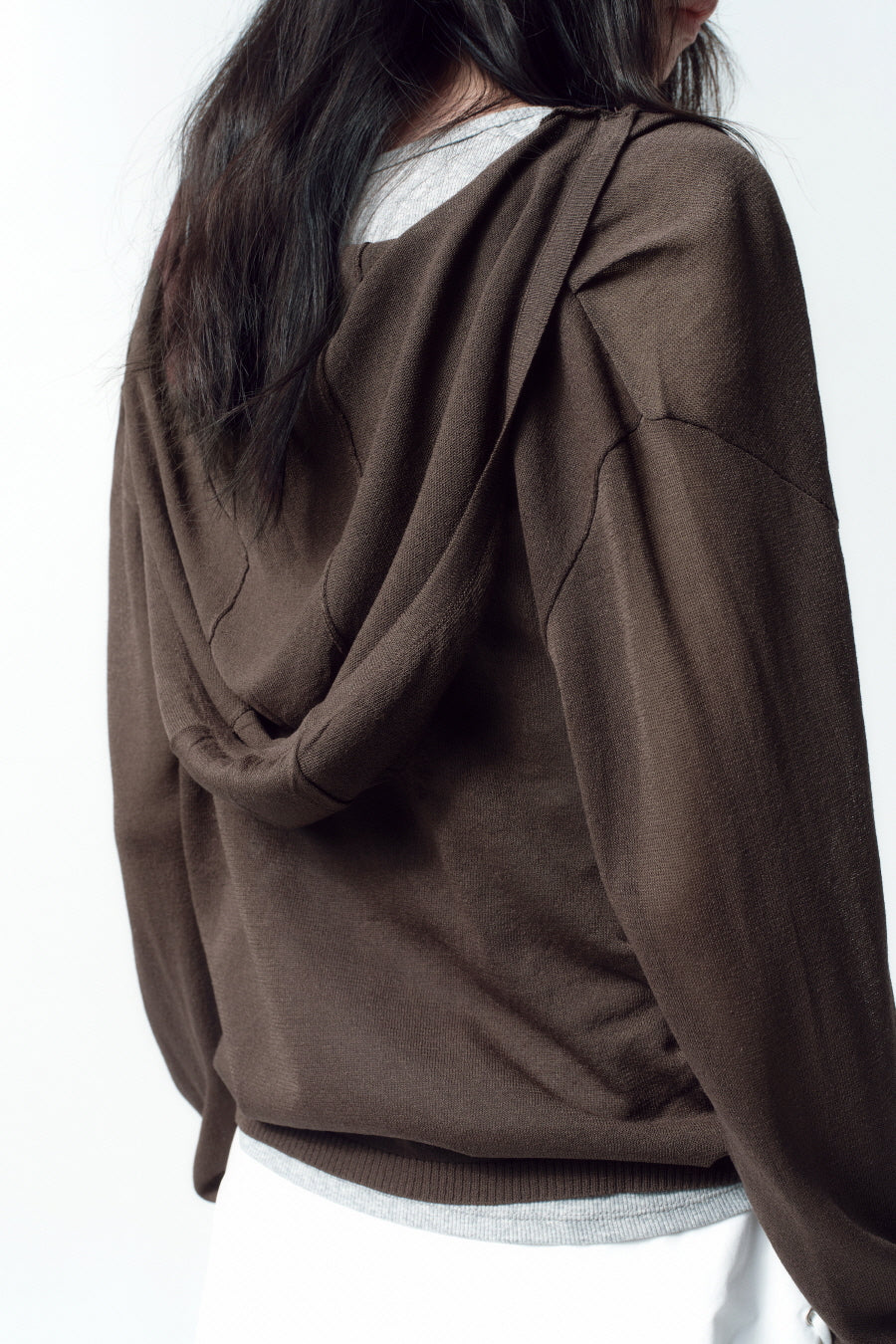 Insilence - Cowl Neck Hooded Knit (Brown) product image 5 | TRAB K-Fashion Australia