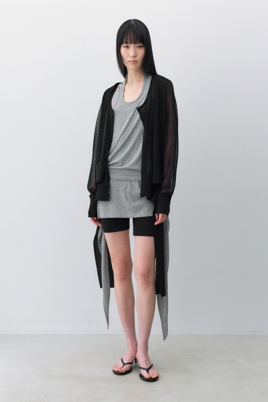 Insilence - 2-Layer Linen Cardigan (Black) product image 1 | TRAB K-Fashion Australia