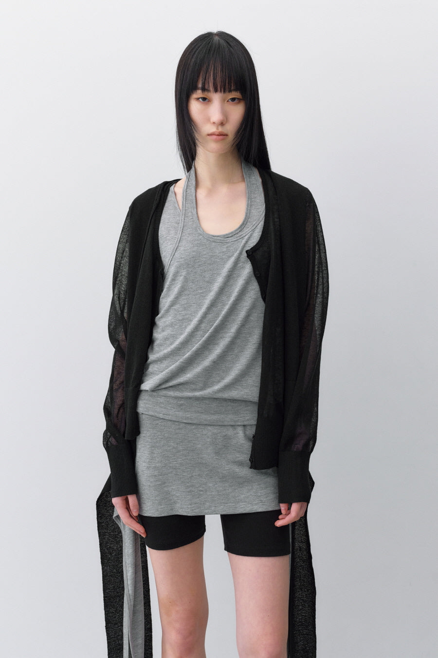 Insilence - 2-Layer Linen Cardigan (Black) product image 2 | TRAB K-Fashion Australia