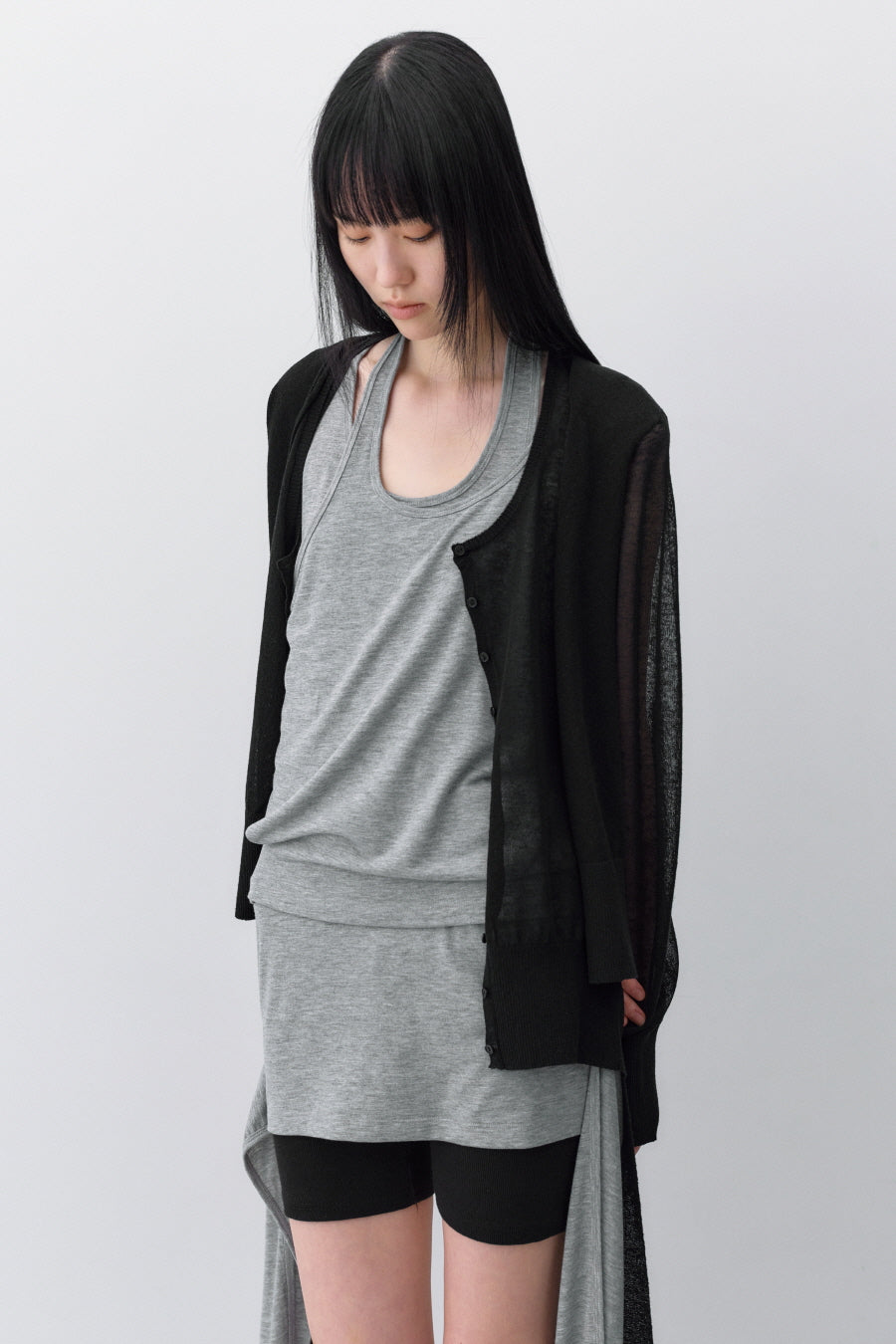 Insilence - 2-Layer Linen Cardigan (Black) product image 3 | TRAB K-Fashion Australia
