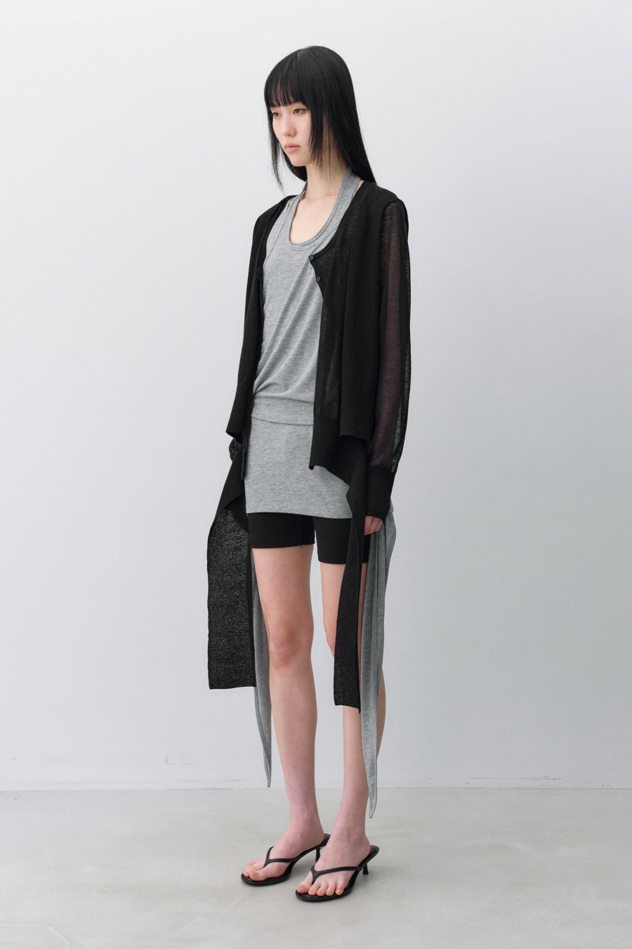 Insilence - 2-Layer Linen Cardigan (Black) product image 4 | TRAB K-Fashion Australia