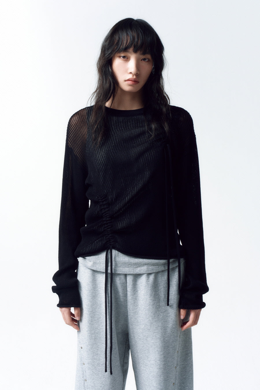 Insilence - Loose Fit Layered Knit (Black) product image 1 | TRAB K-Fashion Australia