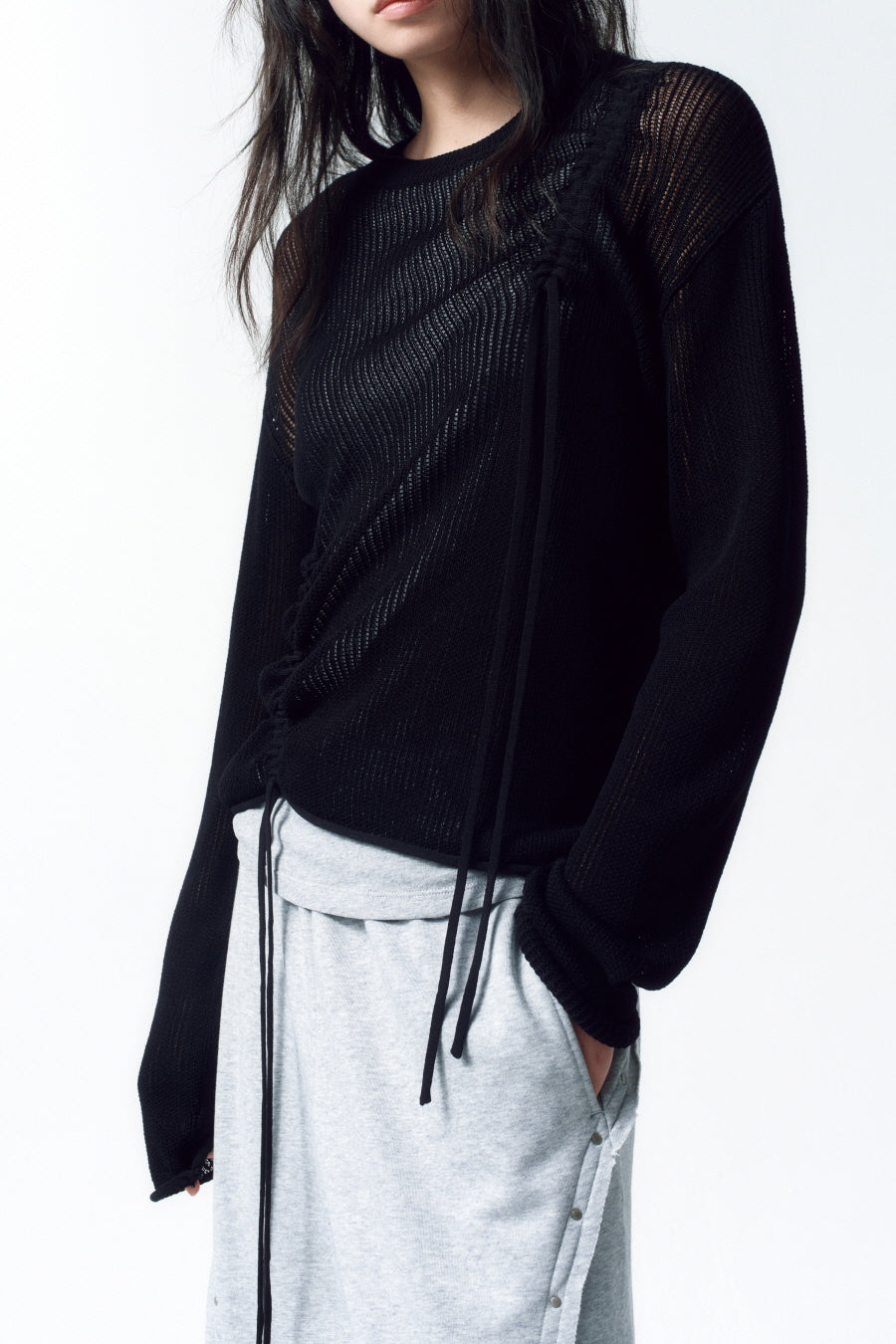 Insilence - Loose Fit Layered Knit (Black) product image 3 | TRAB K-Fashion Australia