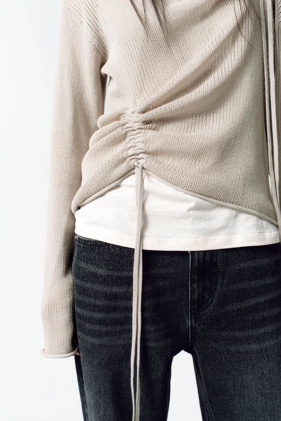 Insilence - Loose Fit Layered Knit (Grey Beige) product image 3 | TRAB K-Fashion Australia
